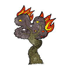cartoon burning old tree