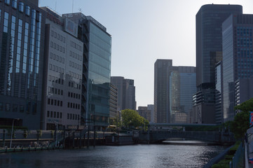 Fototapeta na wymiar The bridge and river view Of Osaka Yodoyabashi,Japan.