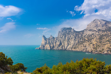 Crimea mountains and Black sea landscape