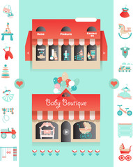 Baby Online store template with icons set