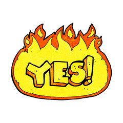 cartoon flaming yes symbol