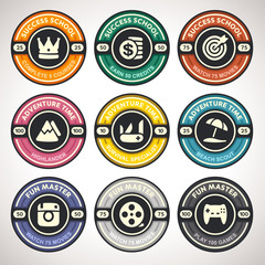 Set of Vector Achievement Badges. Flat Labels Collection