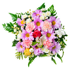 bouquet of flowers is isolated on white background, closeup