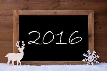 Christmas Card, Blackboard, Snow, Reindeer, 2016