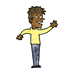 cartoon happy boy waving