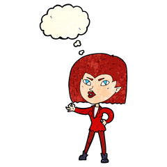 cartoon vampire girl with thought bubble