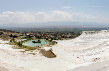 White rocks and travertines of Pamukkale, Turkey