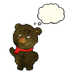 cartoon cute black bear with thought bubble