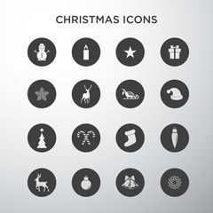 Christmas icons in circles