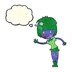 cartoon vampire girl with thought bubble