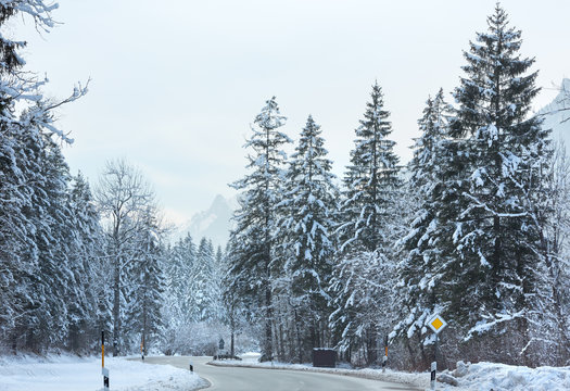 Winter mountain road.