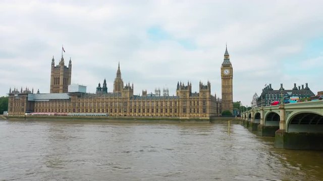 The Palace of Westminster, Elizabeth Tower (Big Ben) and Westminster bridge view