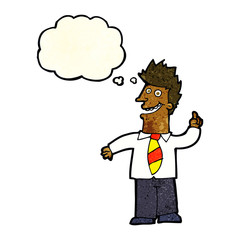 cartoon man with good idea with thought bubble