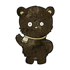 cute cartoon black bear waving