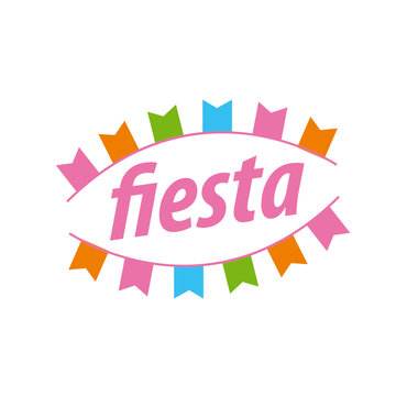 Abstract vector logo with flags for the fiesta