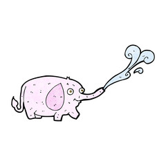 cartoon funny little elephant squirting water