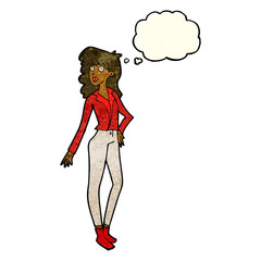 cartoon pretty woman  with thought bubble