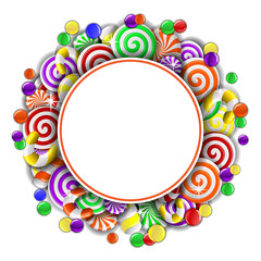 Fototapeta na wymiar Frame with colorful candies.