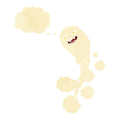 cartoon spooky ghost with thought bubble