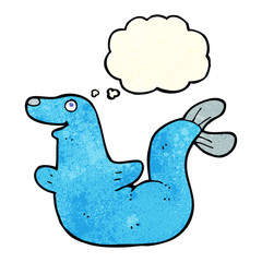 cartoon seal with thought bubble
