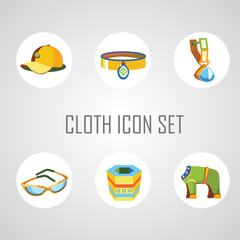 Cloth icon set for man and his dog