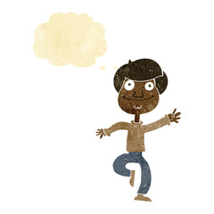 cartoon dancing man with thought bubble