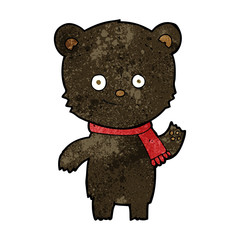 cartoon black bear waving