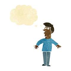 cartoon surprised man with thought bubble