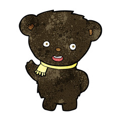 cartoon black bear waving