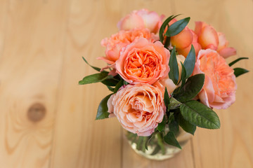 Peach bouquet of david austin roses