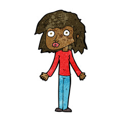 cartoon girl shrugging shoulders