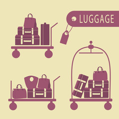 Fototapeta premium Various luggage carts and suitcases