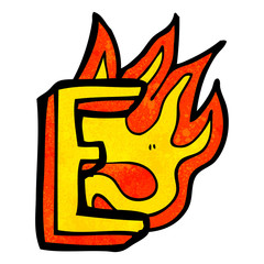 cartoon flaming letter