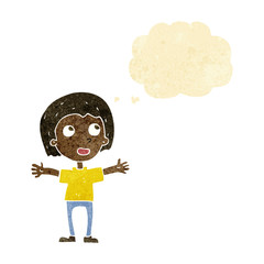 Obraz na płótnie Canvas cartoon happy person with thought bubble