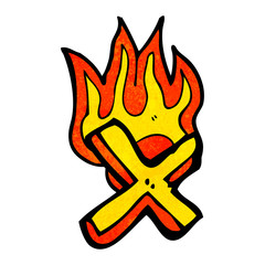 cartoon flaming letter