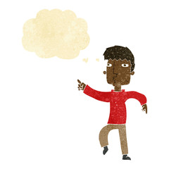 cartoon dancing man with thought bubble