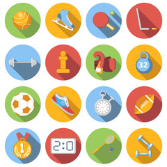 Sport icons set, colored flat