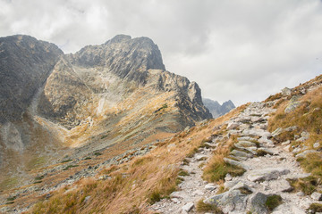 Fototapeta na wymiar trekking path in high mountains