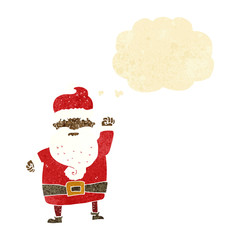 cartoon angry santa claus with thought bubble