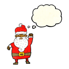 cartoon angry santa claus with thought bubble