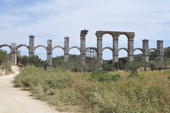 Historic Aqueduct Near Moria On Island Lesbos,Greece