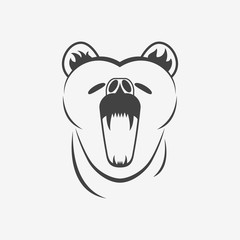 Bear head monochrome vector illustration