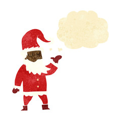 cartoon santa claus with thought bubble