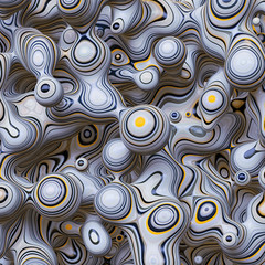3d abstract wavy bubbles background, colored fordite shapes