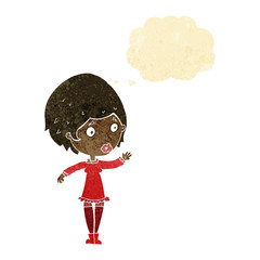 cartoon pretty woman with thought bubble