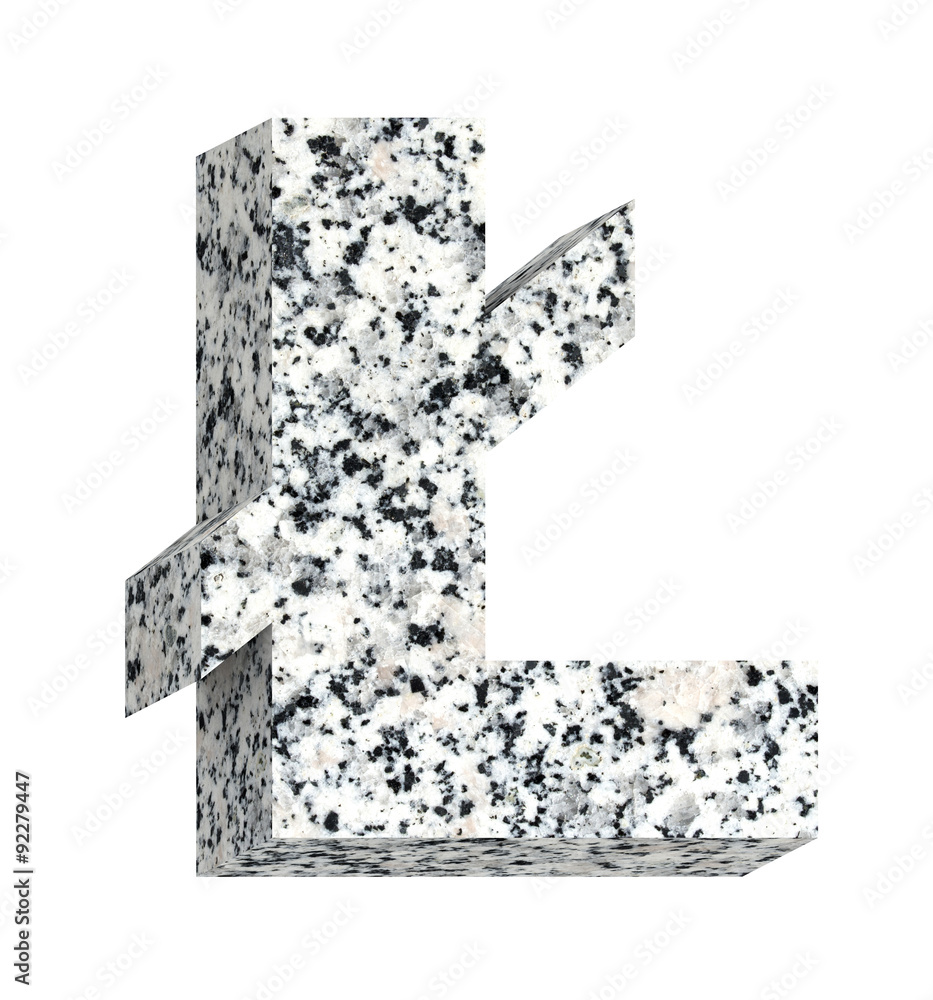Fototapete pound sign from granite alphabet set isolated over white. computer generated 3d photo rendering.