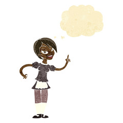 cartoon waitress taking order with thought bubble