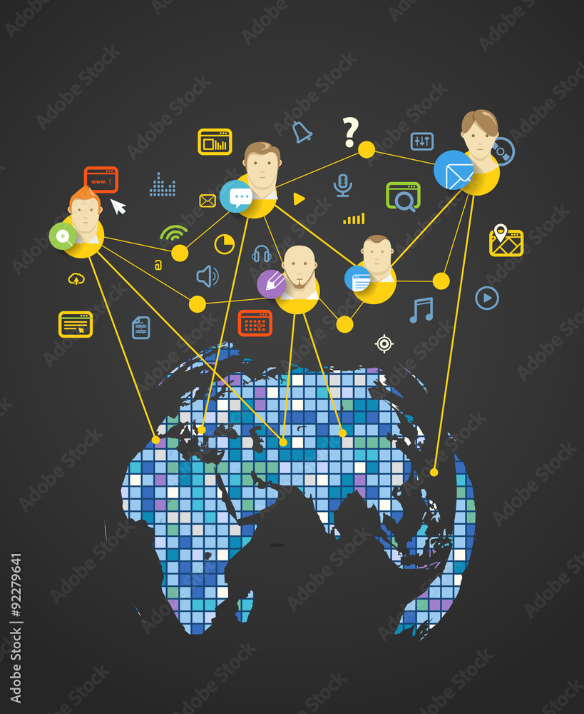 Aufkleber abstract scheme of modern social network. design elements
