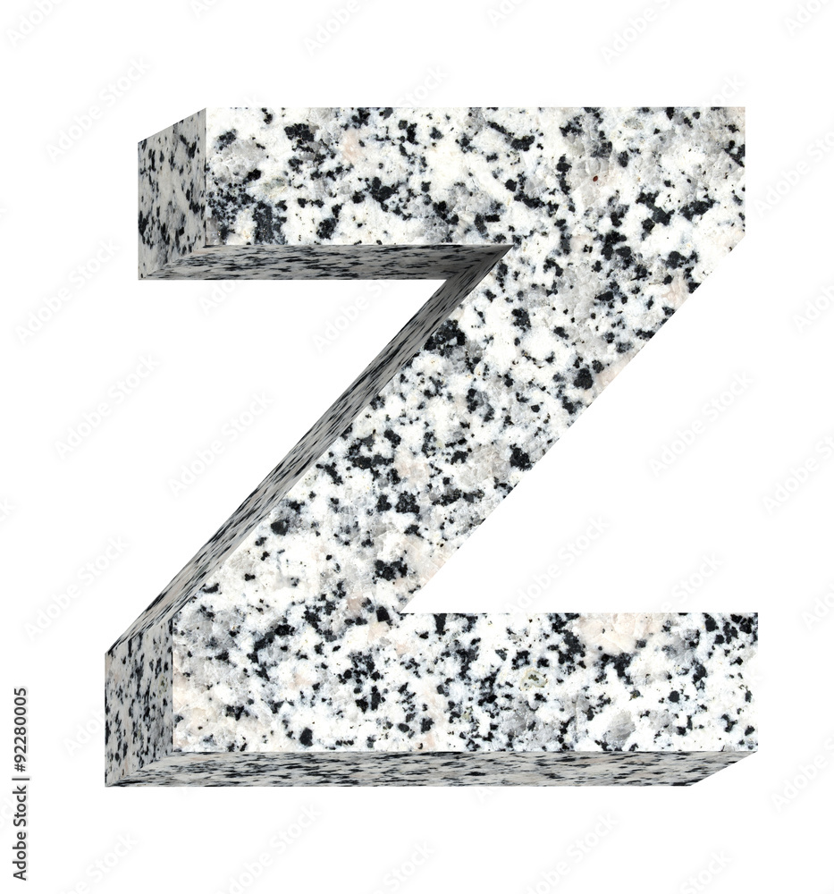 Fototapete one letter from granite alphabet set isolated over white. computer generated 3d photo rendering.