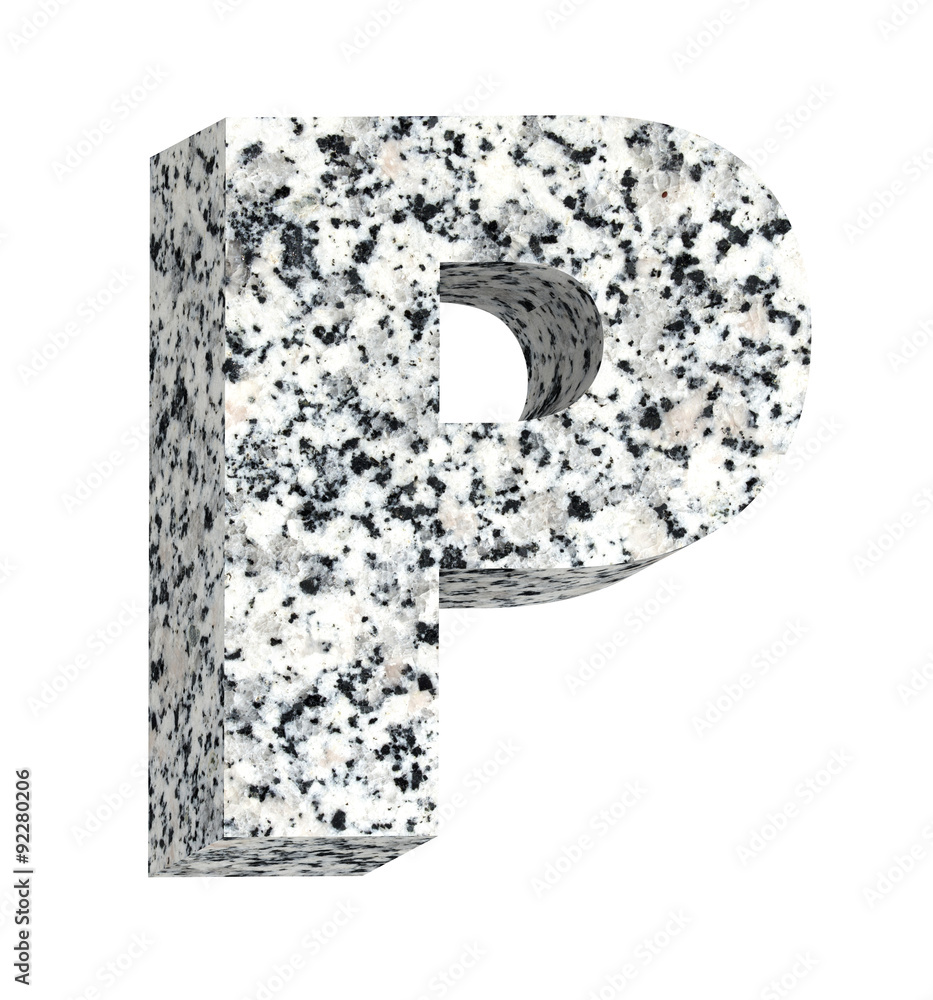 Fototapete one letter from granite alphabet set isolated over white. computer generated 3d photo rendering.